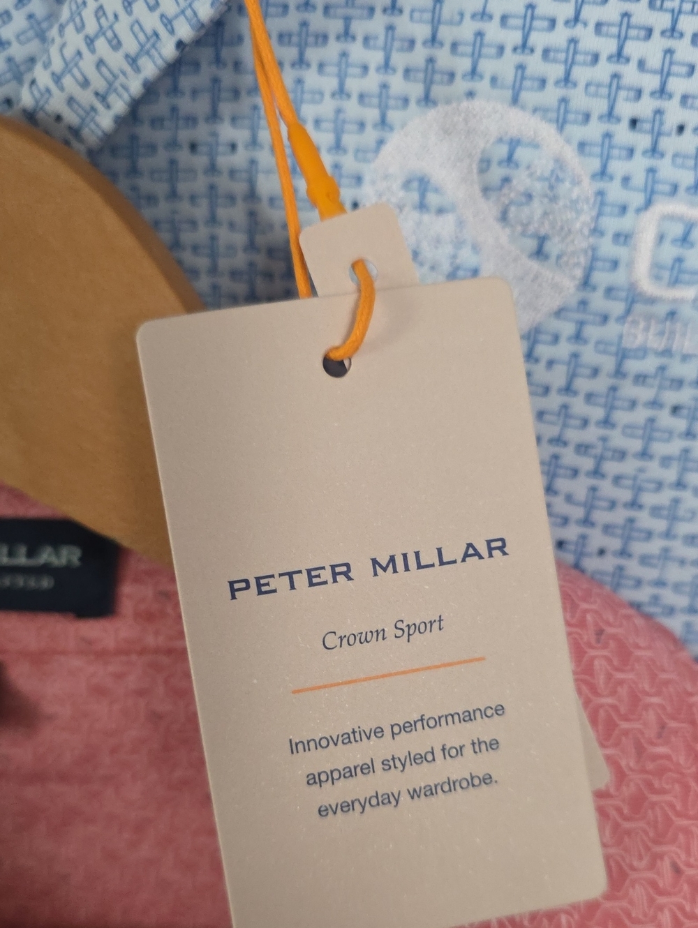 NWT Peter Millar Small Men’s Pink Polo with CDMG Logo and Blue Polo Set P2P 19" - Picture 4 of 7